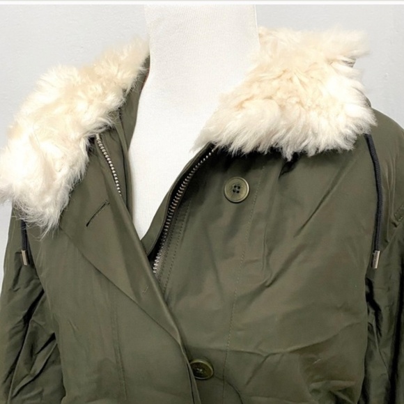 Theory Parka with Natural Shearling Trim, detachable fur trim and lining, sz M - Picture 4 of 6